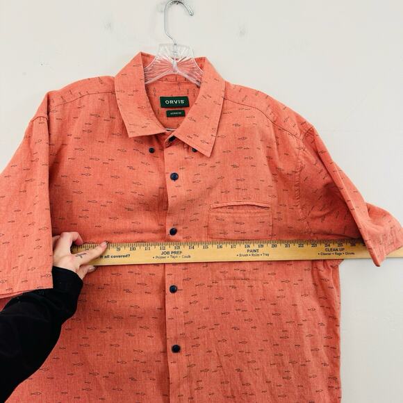 Orvis Active Fit Orange Short Sleeve Button Up Shirt Men’s Size XL - Picture 3 of 6